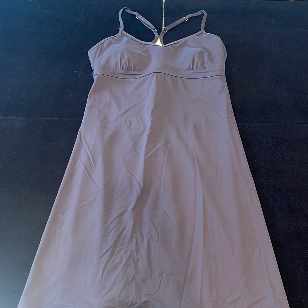 Athleta tennis dress, built in bra, gray, size M